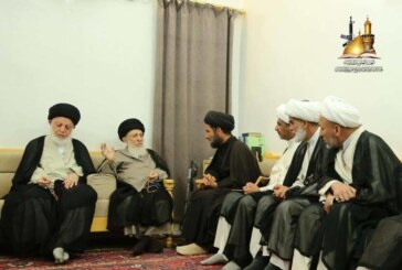 سماحة المرجع الديني الكبير آية الله العظمى السيد محمد سعيد الحكيم يشيد بدور لجنة الإرشاد والتعبئة للدفاع عن عراق المقدسات