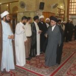 الحوزة العلمية ولجنة الارشاد والتعبئة للدفاع عن عراق المقدسات تقيم مجلسا تأبينيا على روح الفقيد القائد الشيخ كريم عبد الحسين الخاقاني في جامع عمران بن شاهين داخل العتبة العلوية المقدسة
