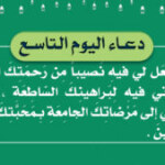 دعاء اليوم التاسع / اَللّهُمَّ اجْعَل لي فيهِ نَصيباً مِن رَحمَتِكَ الواسِعَةِ ، وَ اهْدِني فيهِ لِبَراهينِكَ السّاطِعَةِ ، وَ خُذْ بِناصِيَتي إلى مَرْضاتِكَ الجامِعَةِ بِمَحَبَّتِكَ يا اَمَلَ المُشتاقينَ .