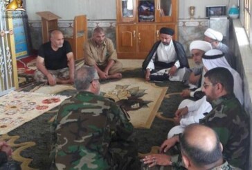 على مدى يومين .. لجنة الارشاد والتعبئة في محور سامراء يزورون قاطعي “مطيبيجة” و “سيد غريب”، وينقلون سلام ووصايا وتوجيهات مرجعيتهم الدينية لمتطوعي فرقة العباس (عليه السلام) القتالية